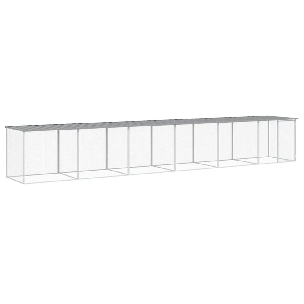 Poulailler avec toit gris clair 603x98x90 cm acier galvanisé