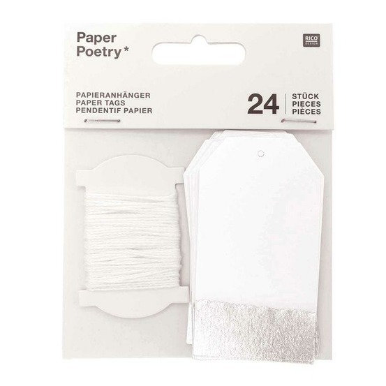 24 étiquettes à suspendre blanches & argentées