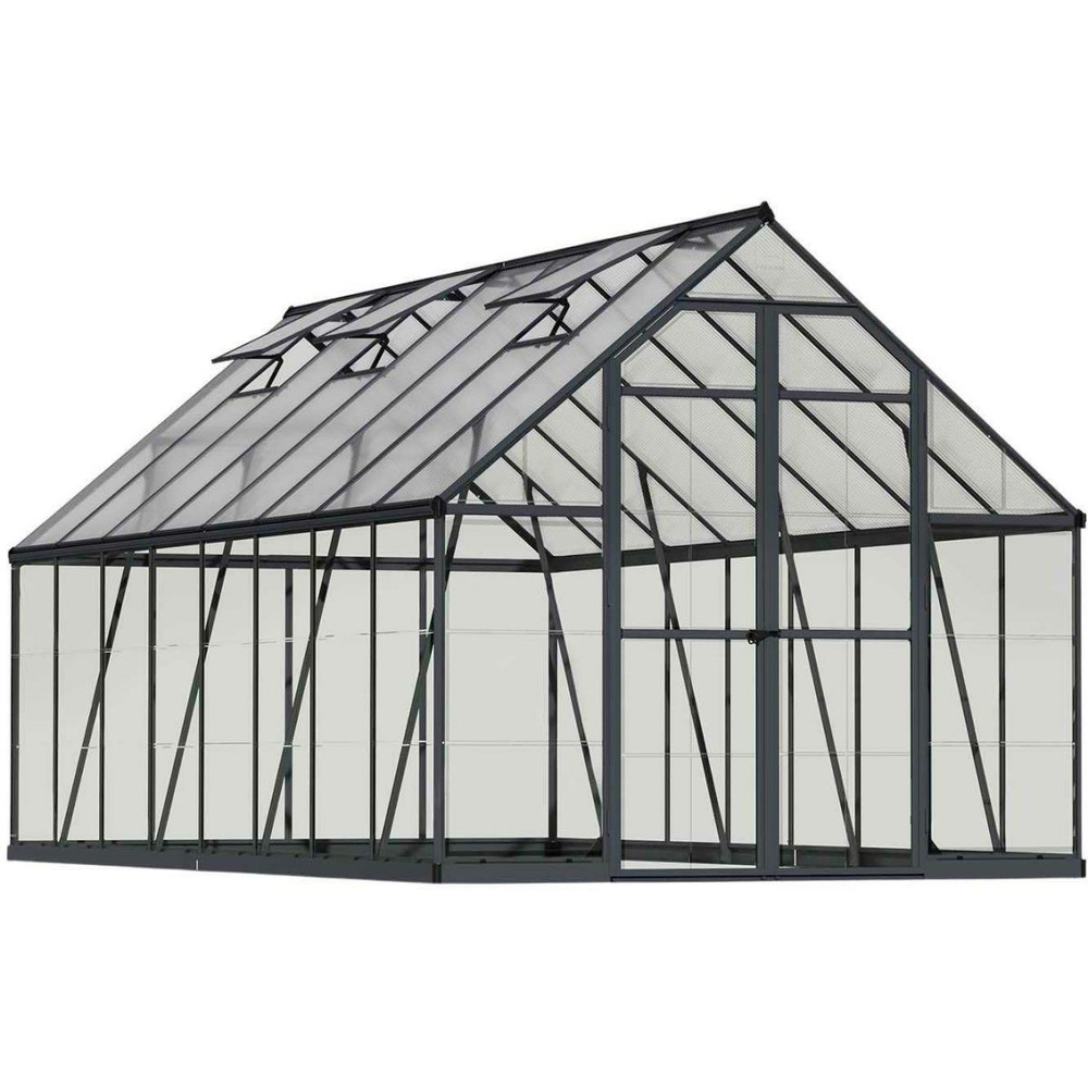 Serre de jardin en aluminium gris et polycarbonate balance 11.9m²