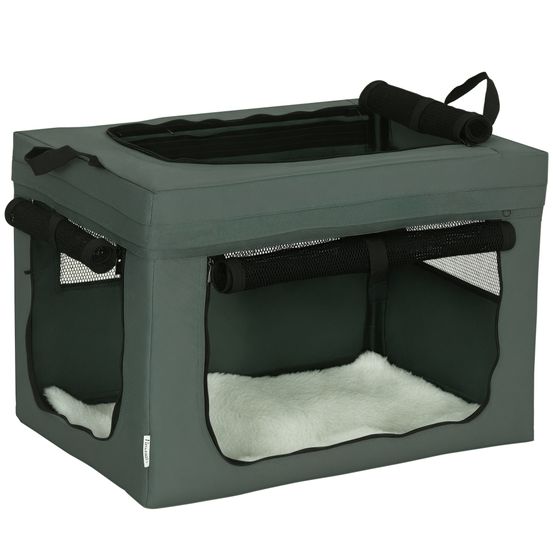 Sac transport animal oxford voyages confortables pliable respirant 60x42x42cm gris noir
