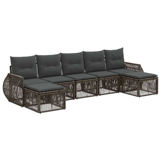 Ensemble de canapé de jardin 7 pc gris et gris foncé polyrotin