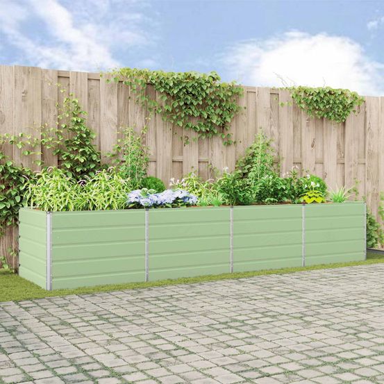 Très grand carré potager surélevé acier 385x100x75 cm vert pastel