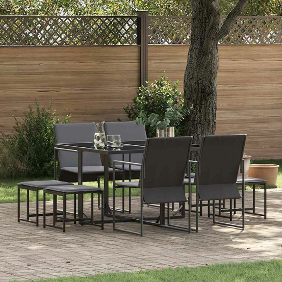 Ensemble de salle à manger pour jardin 9 pcs noir acier