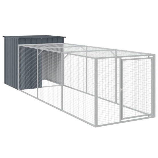 Poulailler enclos cage poules avec cour 110 x 405 x 110 cm acier galvanisé anthracite