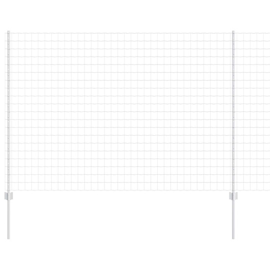 Clôture avec poteau argenté 1,5 x 10 m acier