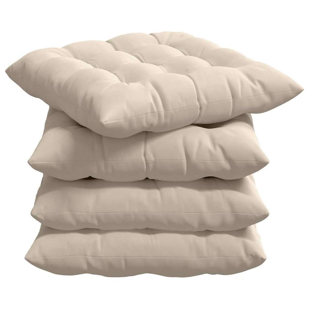 Coussins de siège 4 pc microfibre beige 40 x 40 x 6 cm