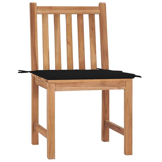 Chaises de jardin lot de 2 avec coussins bois de teck massif