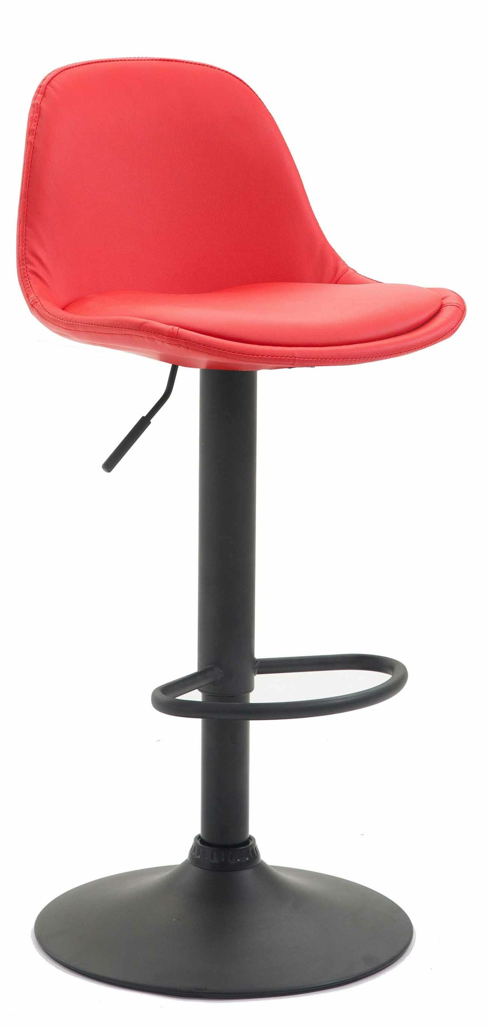 Tabouret de bar kiel entièrement rembourré en simili cuir noir