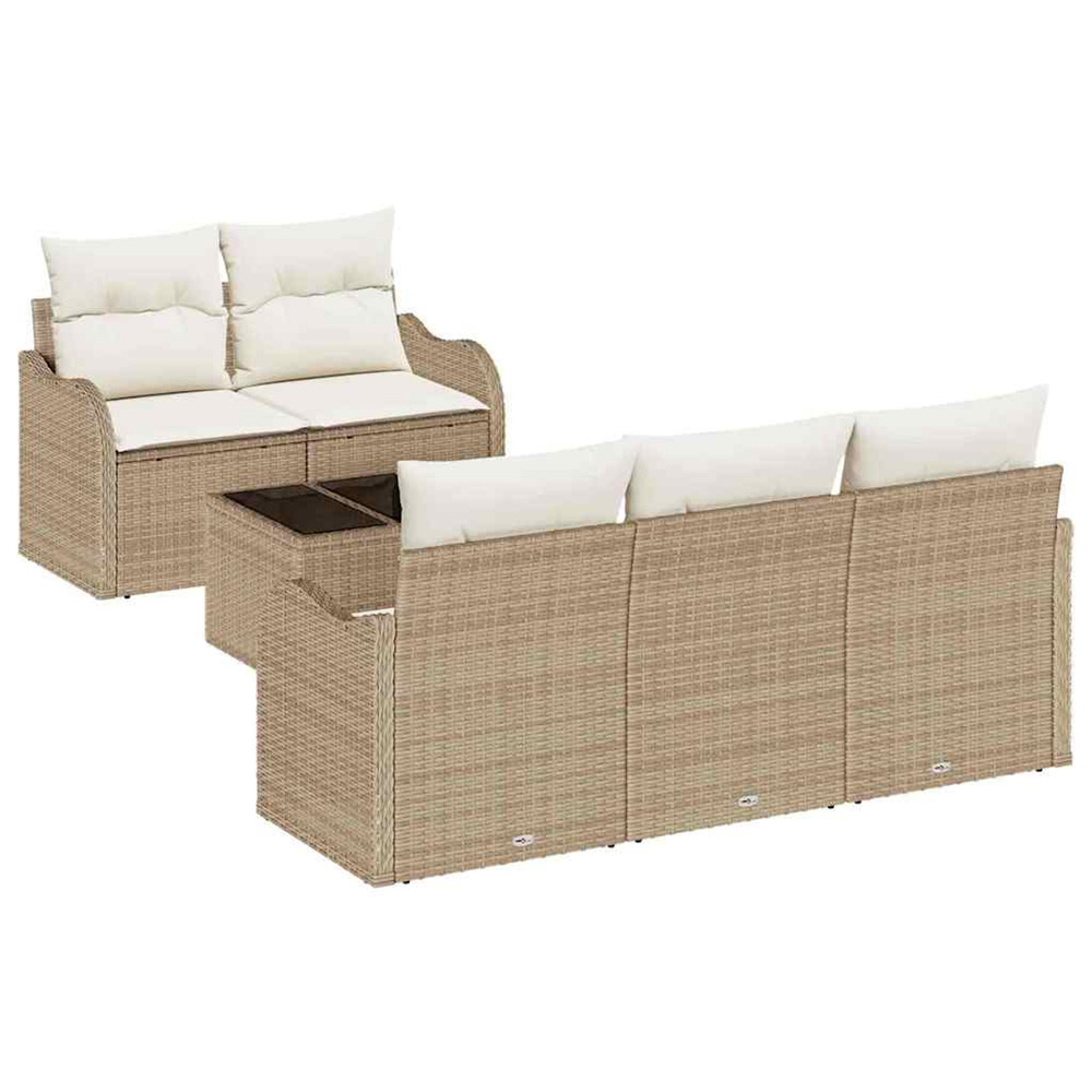 Ensemble de canapé de jardin beige polyrotin