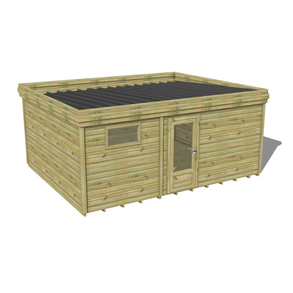 Abri de jardin bois pin traité autoclave 27mm - 5,99x4,34m / 26m2 - bac acier - plancher bois
