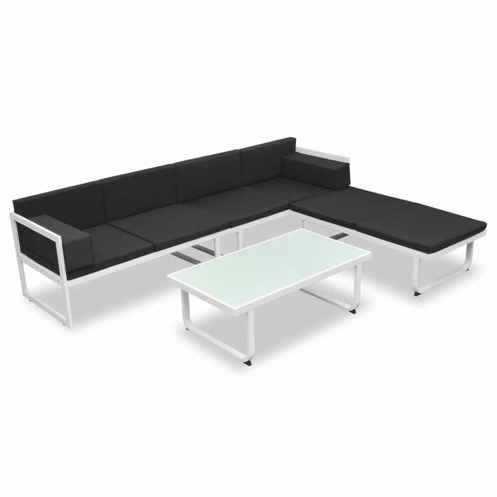 Salon de jardin 4 pcs et coussins aluminium noir