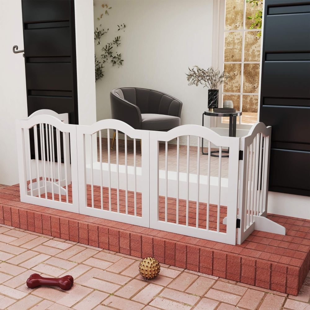 Barrière sécurité chien bois pliable 5 panneaux 254cm blanc - comfortxl pet living