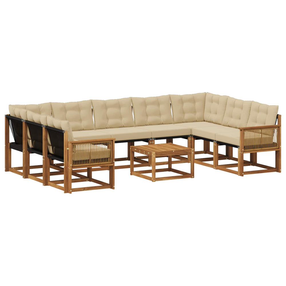 Ensemble de canapés d'extérieur 10 pcs naturel et beige
