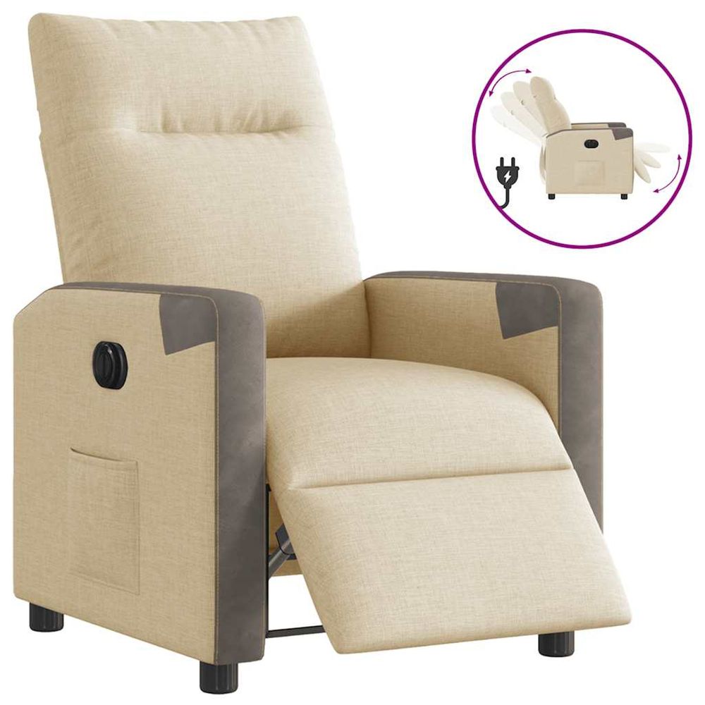 Fauteuil inclinable électrique crème tissu