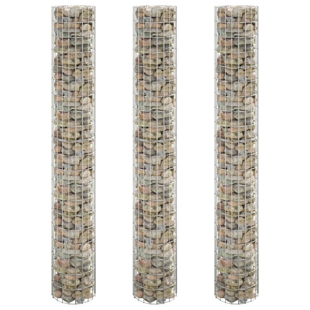 Lit surélevé à gabion circulaire 3pcs acier galvanisé ø30x200cm