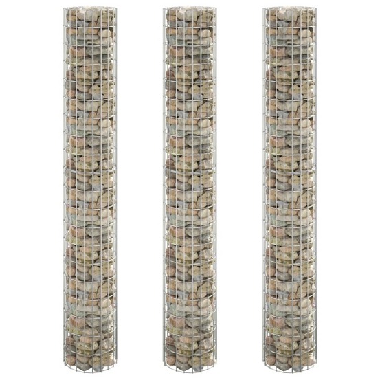 Lit surélevé à gabion circulaire 3pcs acier galvanisé ø30x200cm