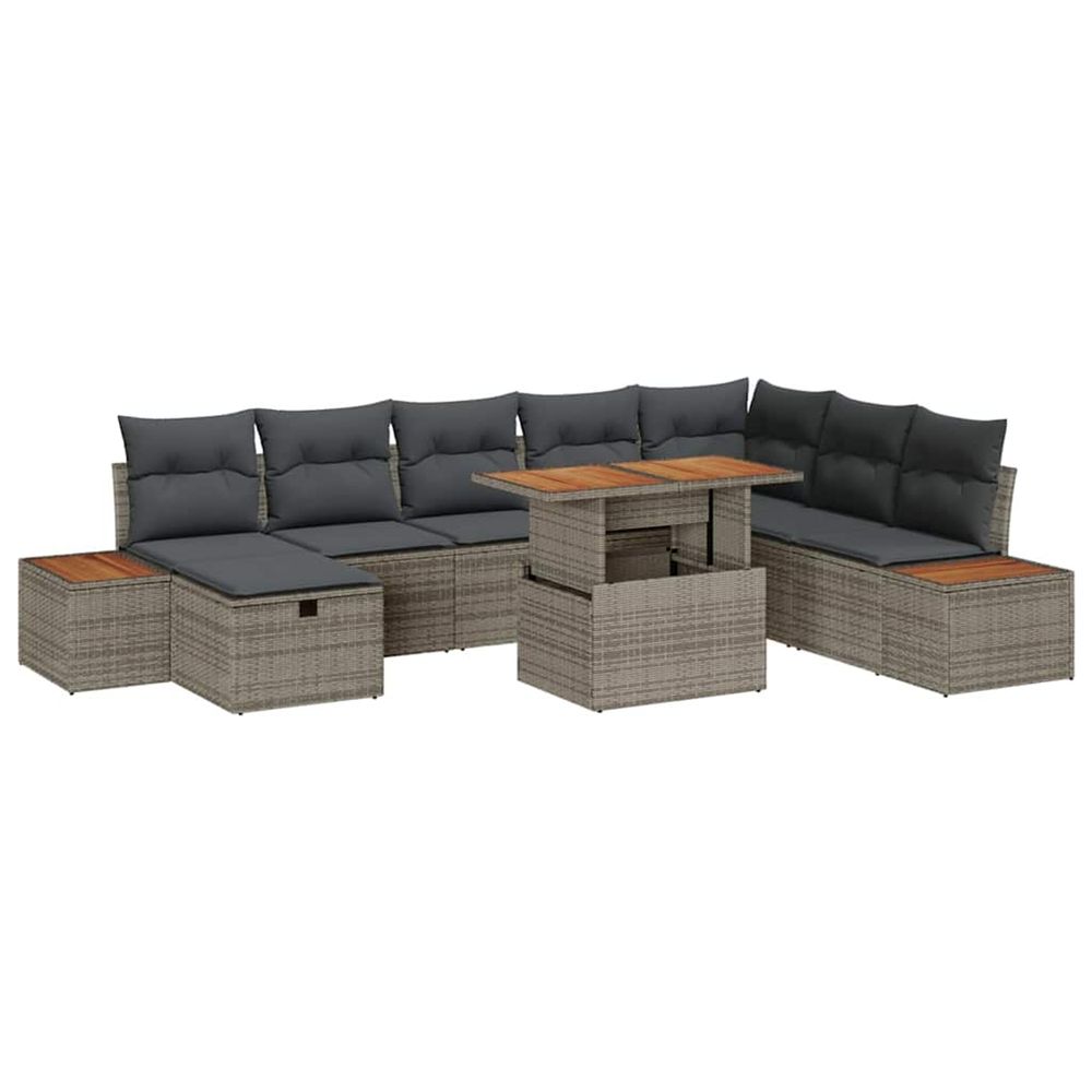 Ensemble de canapé de jardin 9 pc gris polyrotin