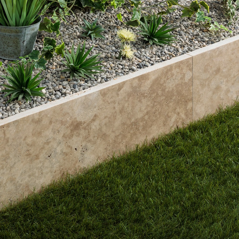 Bordure de jardin travertin beige nuancé 100x33x3 cm (à l'unité) - ro'ma nature