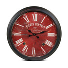 Grande horloge ancienne murale paris bistro métal rouge-bordeaux 70cm
