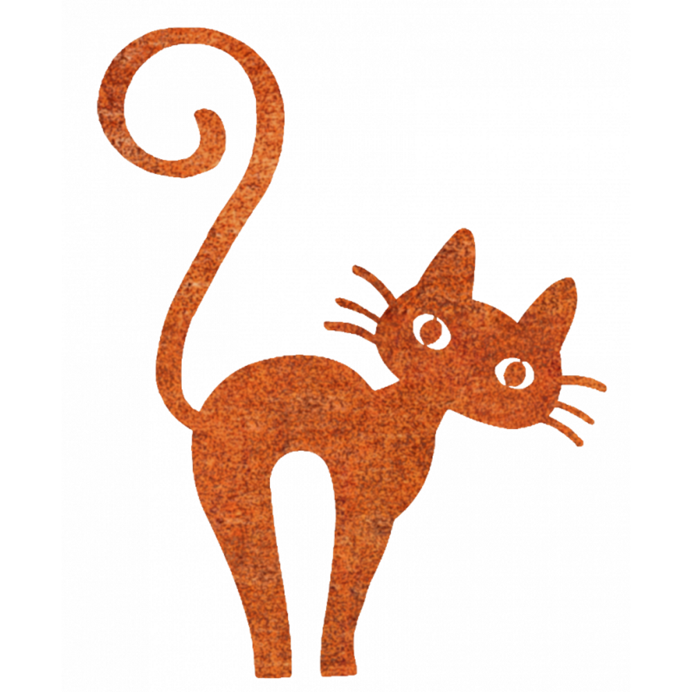 Déco jardin : chat leone métal - acier brut poli 49 cm