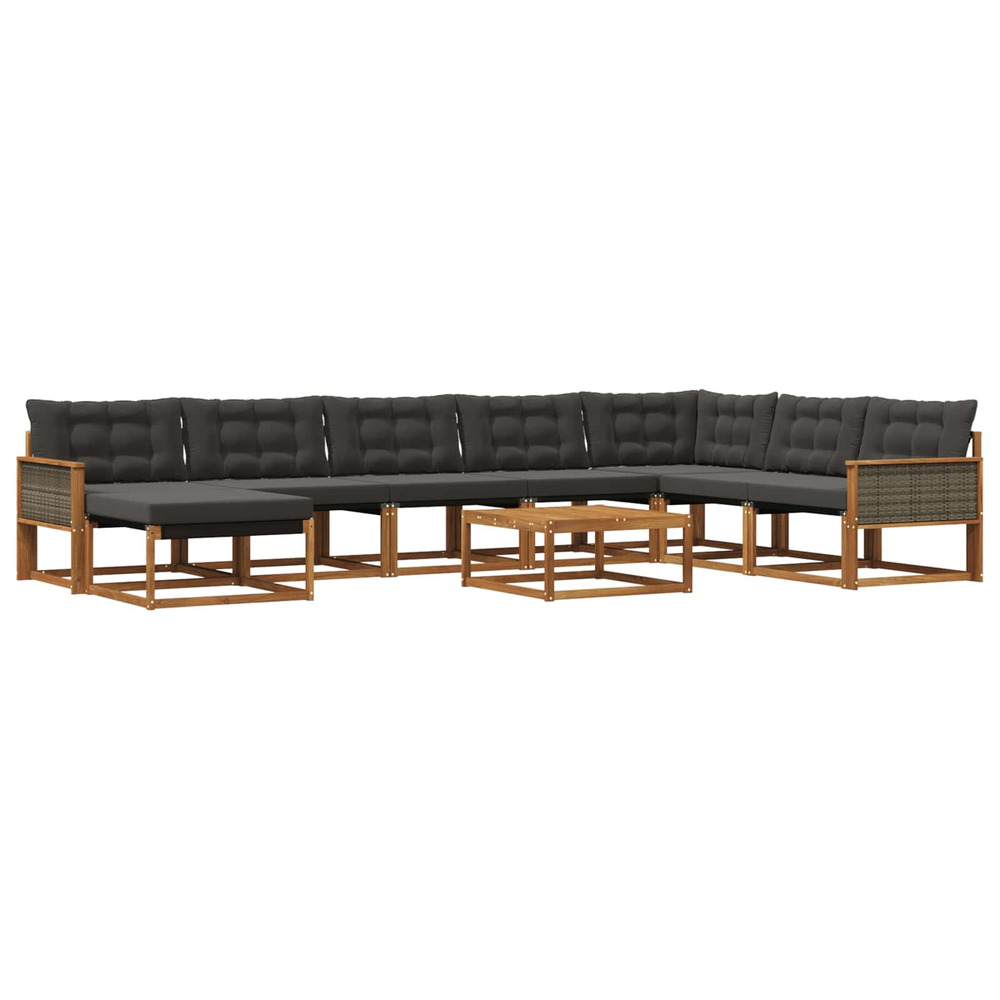 Ensemble de canapés d'extérieur 9 pcs naturel et noir