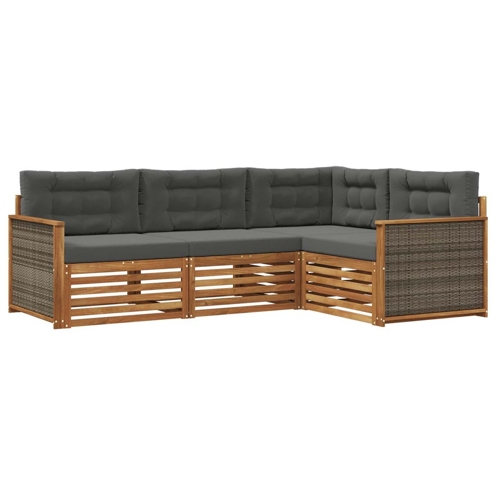 Ensemble de canapés d'extérieur 4 pc naturel et anthracite