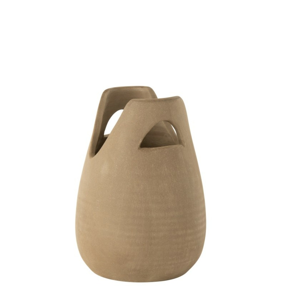 Vase anse en céramique beige 20x20x30 cm