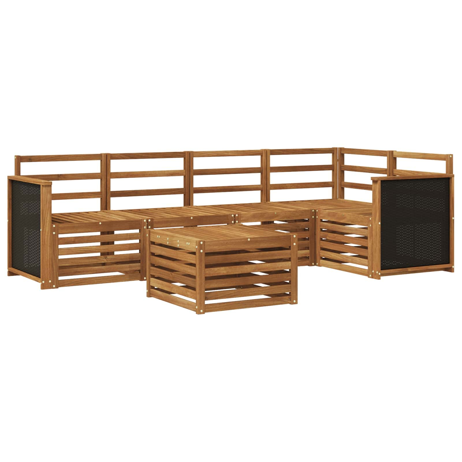 Ensemble de canapé d'angle 5 pcs naturel bois d'acacia massif