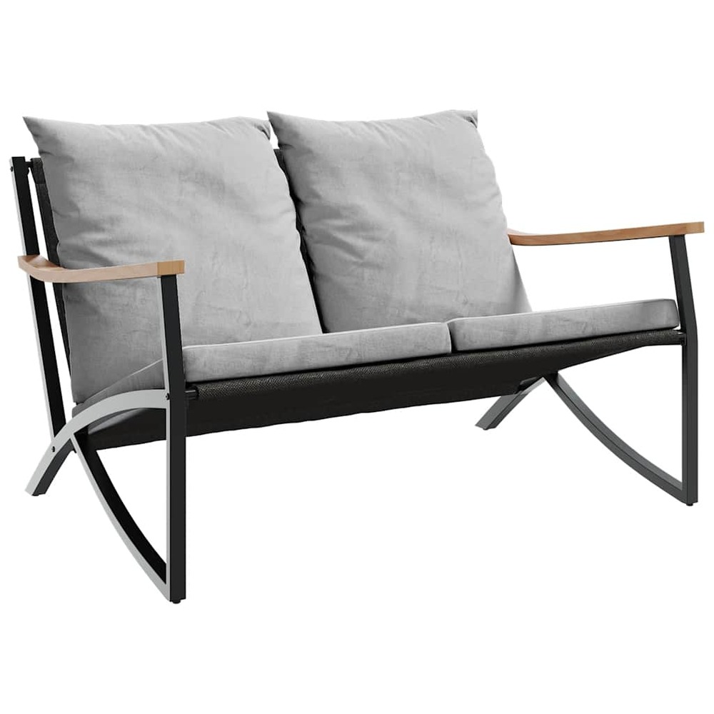 Banc de jardin avec coussins 120 cm noir acier