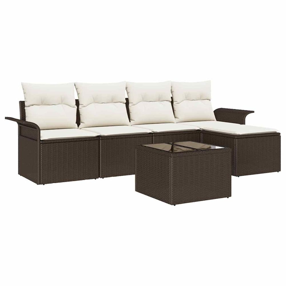Canapé d’extérieur 6 pc marron polyrotin