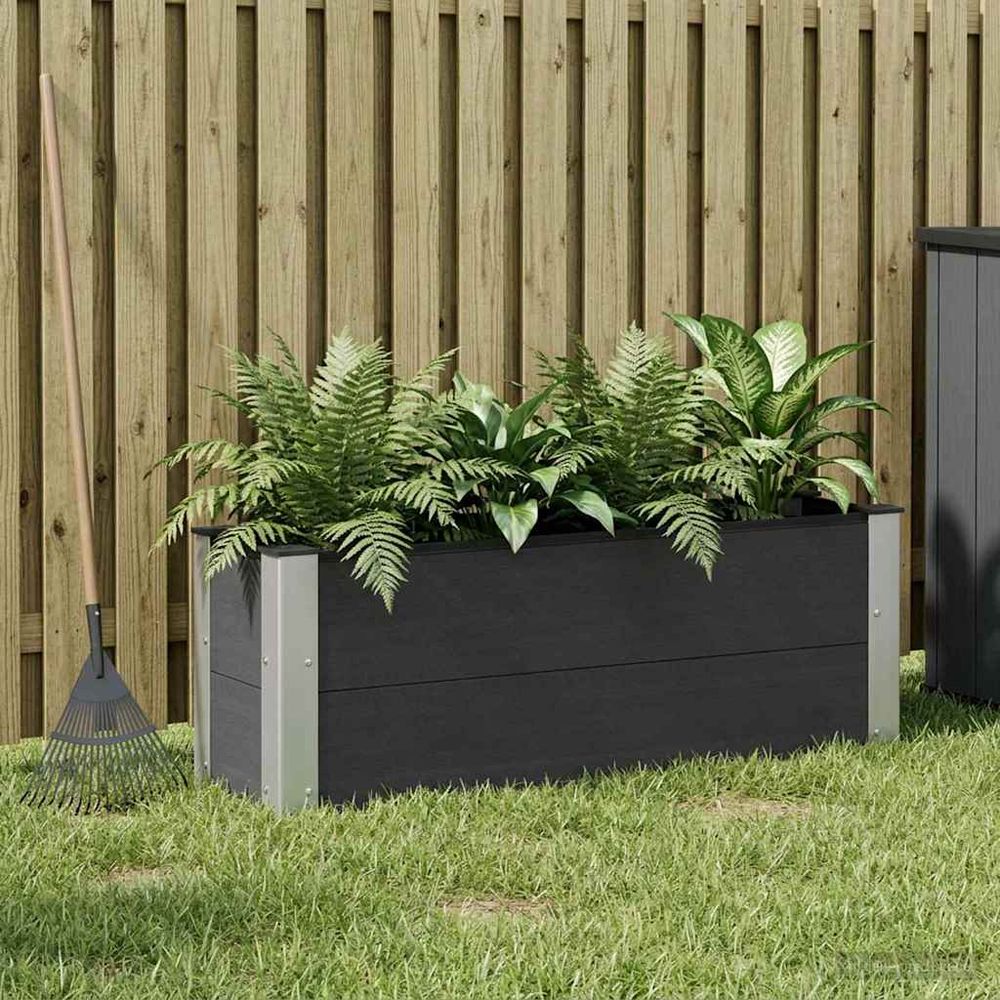 Bac potager surélevé wpc aluminium noir pour espace extérieur 100x30cm