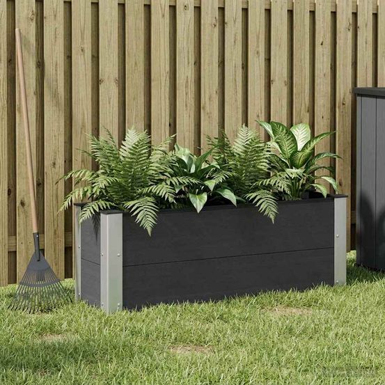 Bac potager surélevé wpc aluminium noir pour espace extérieur 100x30cm