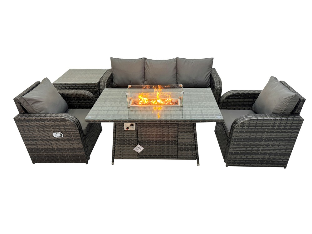 Salon de jardin exterieur table de foyer à gaz avec canapé lounge table d'appoint