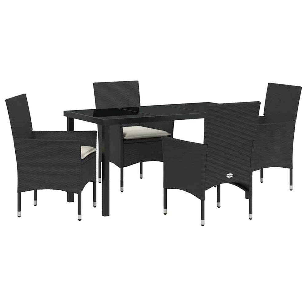 Ensemble de salle à manger pour jardin 5 pcs noir polyrotin