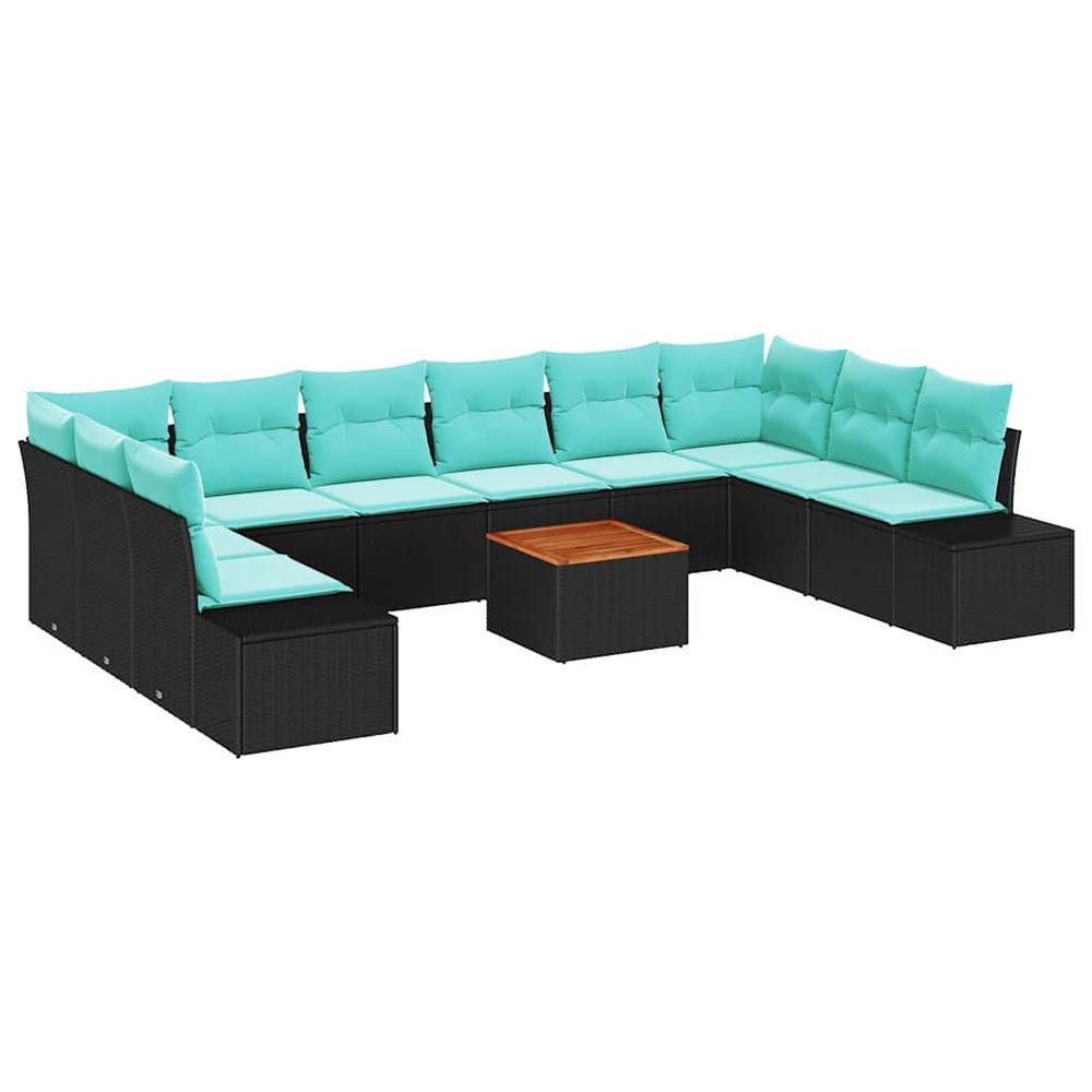 Ensemble de canapé de jardin 11 pc noir polyrotin