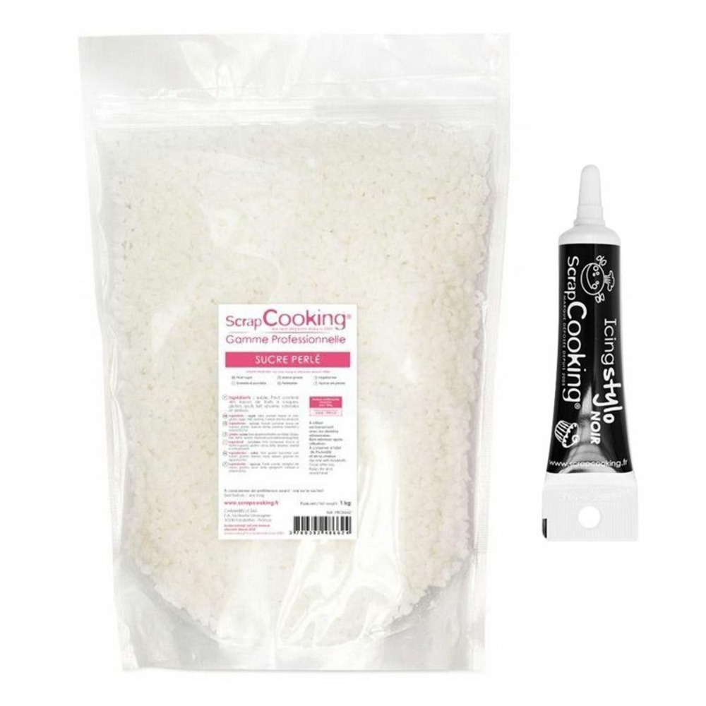 Sucre perlé 1 kg + stylo de glaçage noir