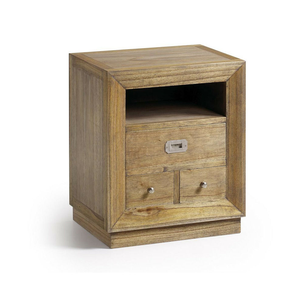 Table de chevet 3 tiroirs bronze bois marron - kerline décoration d'autrefois