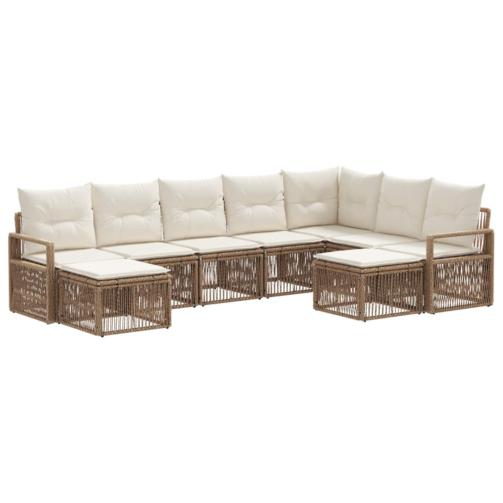 Ensemble de canapé de jardin 9 pcs beige polyrotin