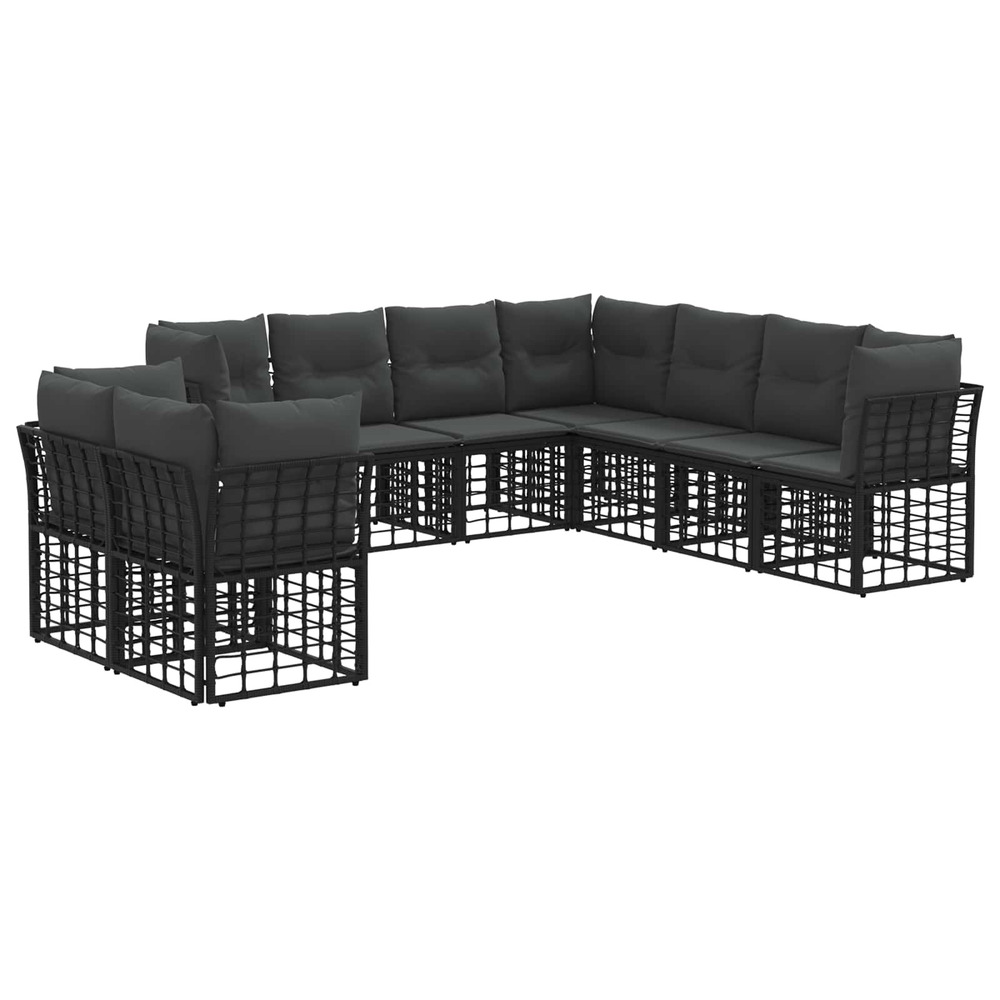 Ensemble de canapés d'extérieur noir polyester