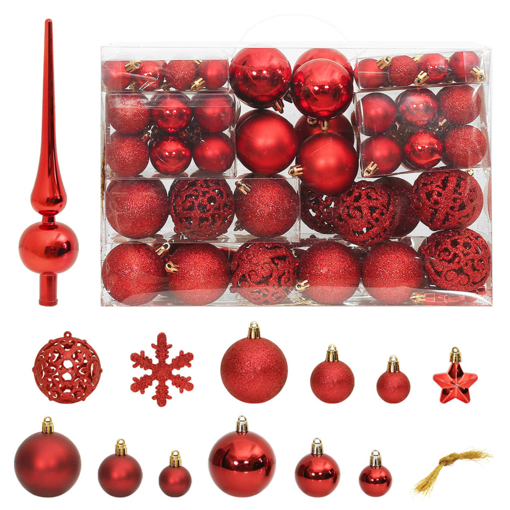 Ensemble de boules de noël 111 pièces rouge polystyrène