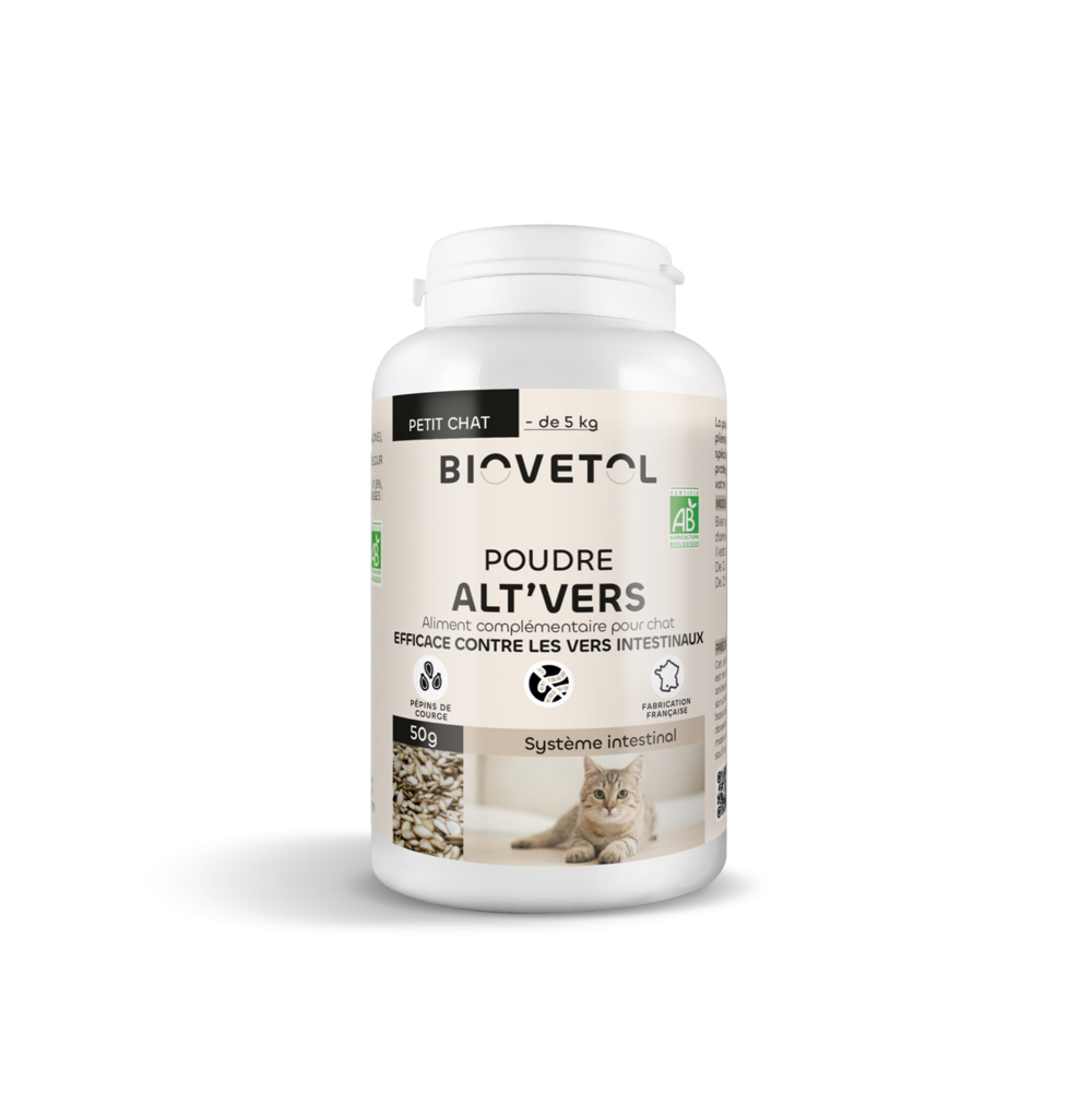 Poudre contre les vers - alt'vers petit chat bio 50g