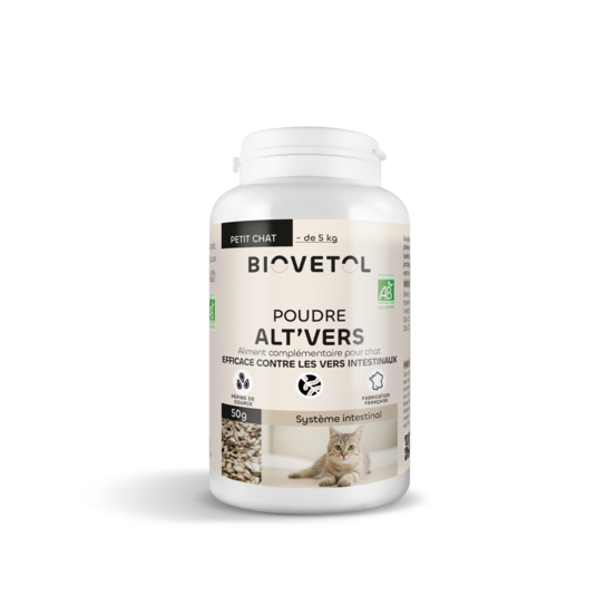 Poudre contre les vers - alt'vers petit chat bio 50g