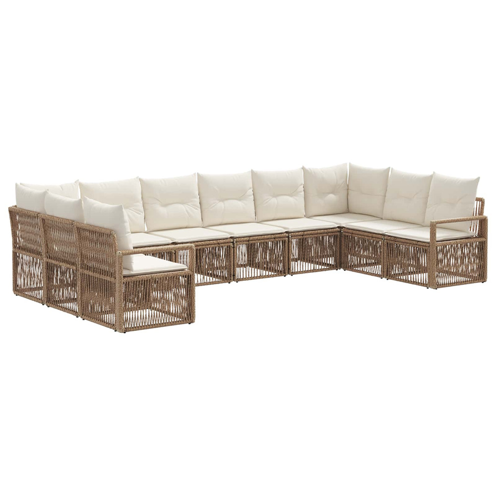 Ensemble de canapé de jardin 10 pcs beige polyrotin