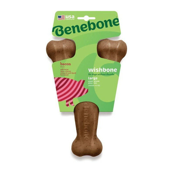 Benebone - jouet os a macher pour chien adulte saveur bacon, taille l