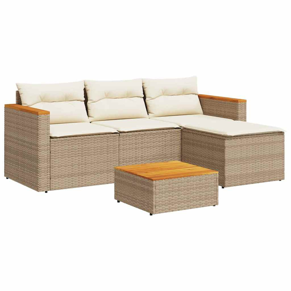Salon de jardin avec coussins 3 pcs beige résine tressée