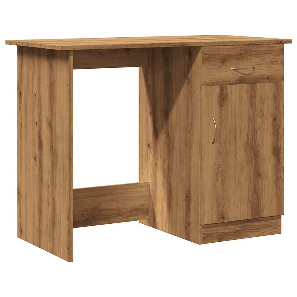 Bureau chêne artisanal 100x50x76 cm bois d'ingénierie