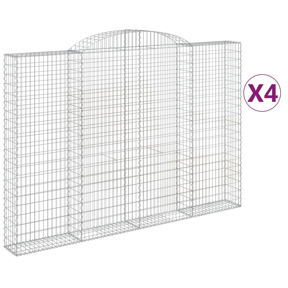 Paniers à gabions arqués 4 pcs 300x30x200/220 cm fer galvanisé
