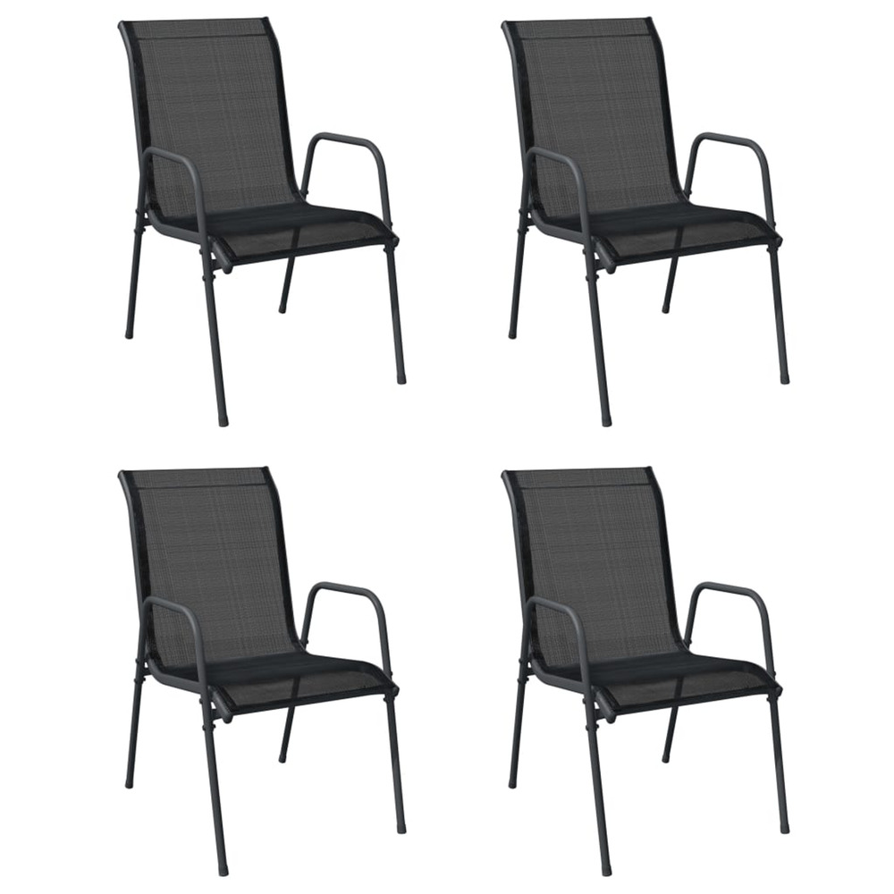 Chaises de jardin 4 pcs acier et textilène noir