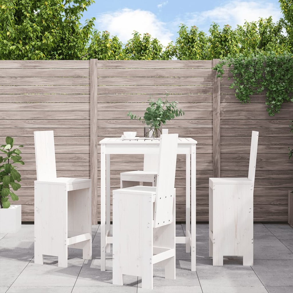 Ensemble de bar de jardin 5 pcs blanc bois massif de pin