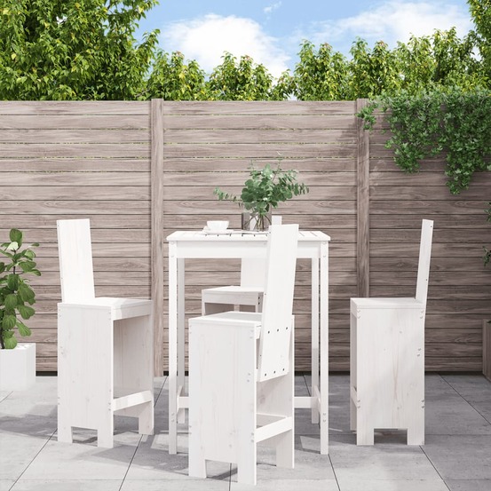 Ensemble de bar de jardin 5 pcs blanc bois massif de pin